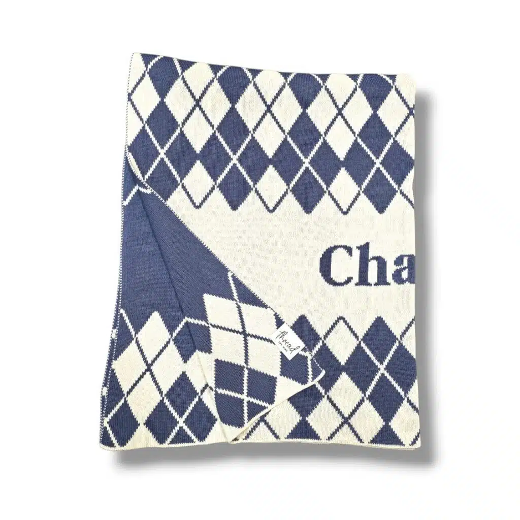 Manta argyle personalizada com nome