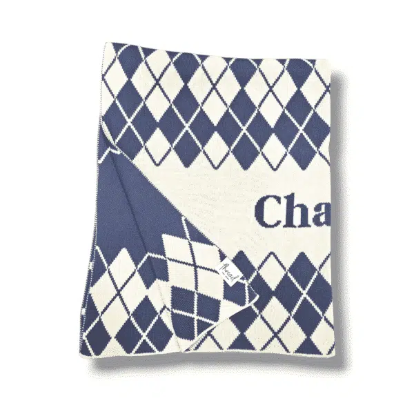 Manta argyle personalizada com nome