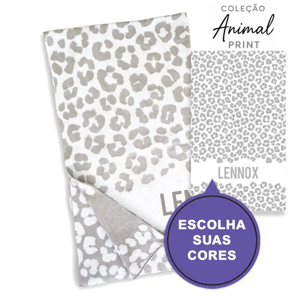 Manta Personalizada com Nome em Padrão de Leopardo