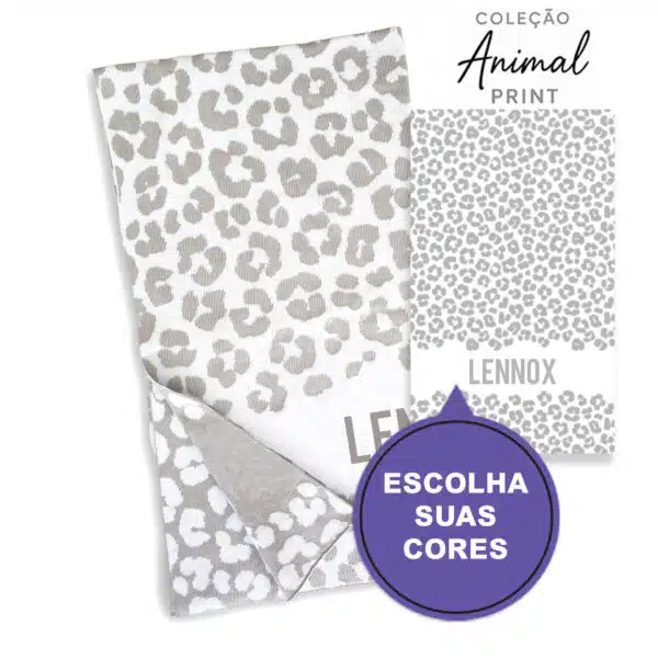 Manta Personalizada com Nome em Padrão de Leopardo